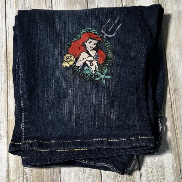 Disney Pants - Disney Princess Bermuda Denim Dark Wash Mid Rise Jean Shorts Ariel Size 12